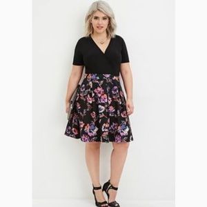 Forever 21 plus size watercolor floral print skirt